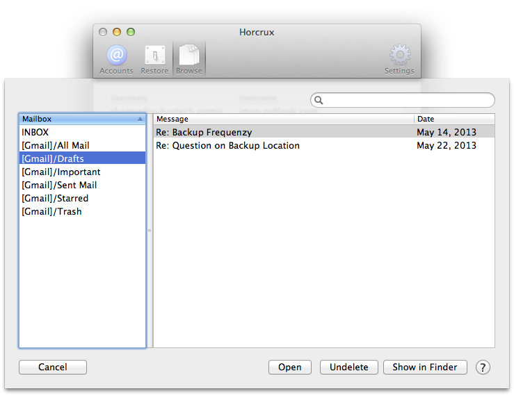 Browse IMAP Email Backups on Mac OS X