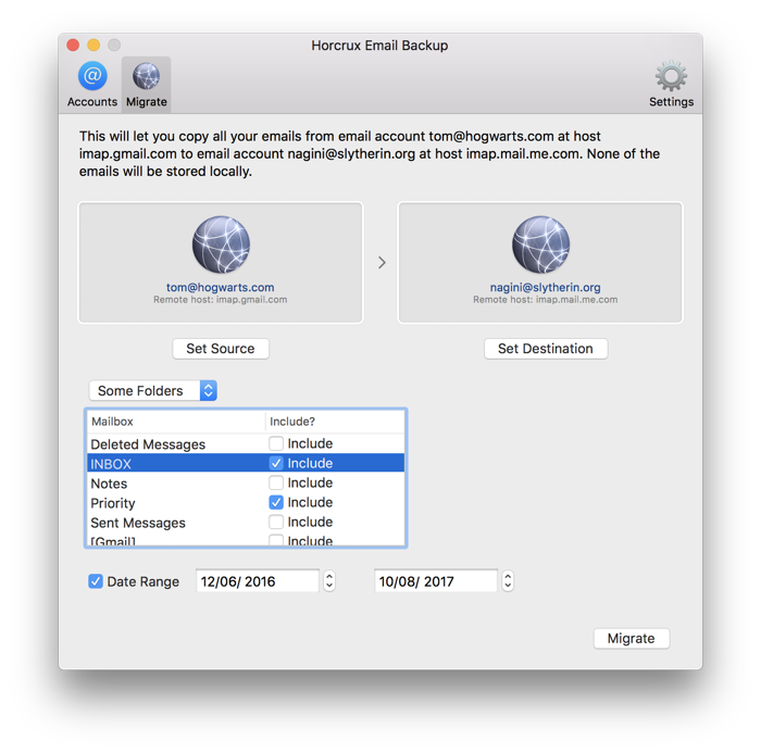 backup imap account mac email client