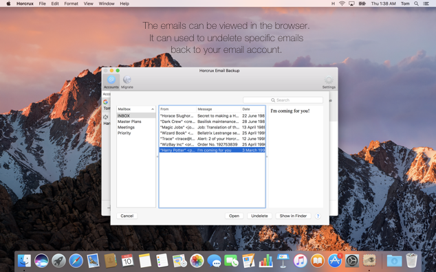 backup imap account mac email client