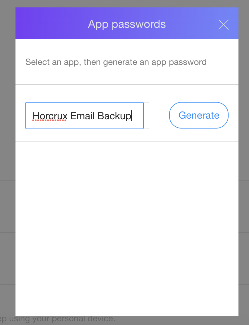 horcrux email backup